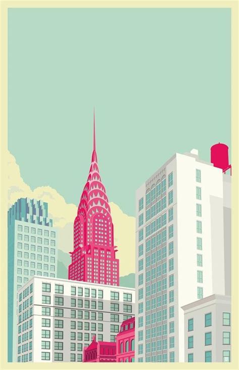 park avenue new york city by remko gap heemskerk chrysler building illustration flat design