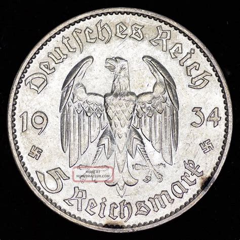 Ww2 German 5 Mark Silver Coin 1934 F Third Reich Potsdam Garrison