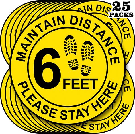 Maintain 6 Feet Floor Sticker Safety Floor Sign Marker Stay Here Floor