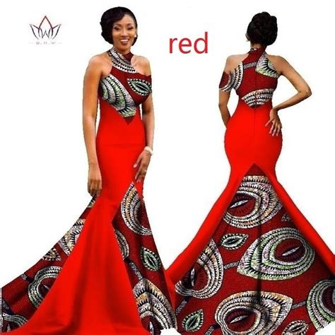 New African Women Long Dresses Dew Shoulders Women Formal Elegant Dresses Print Wax Party Gowns