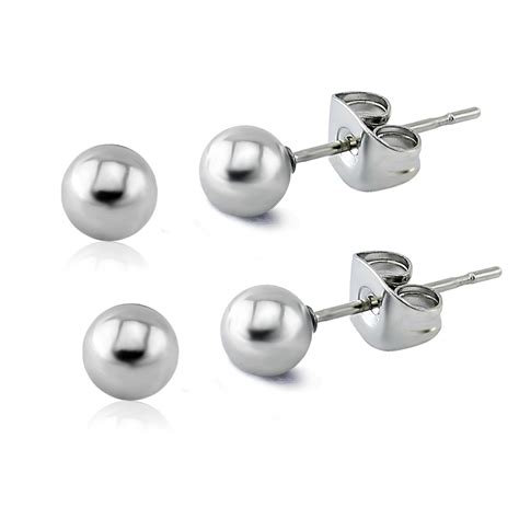 Pcs High Quality Surgical Steel Studs Earring Unisex Fashion Mm Bead Round Ball Stud Earrings
