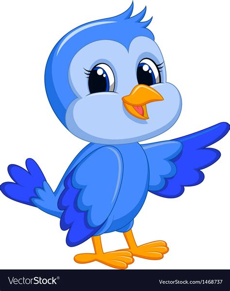Cute Blue Bird Cartoon Vector Art Download Vectors 1468737