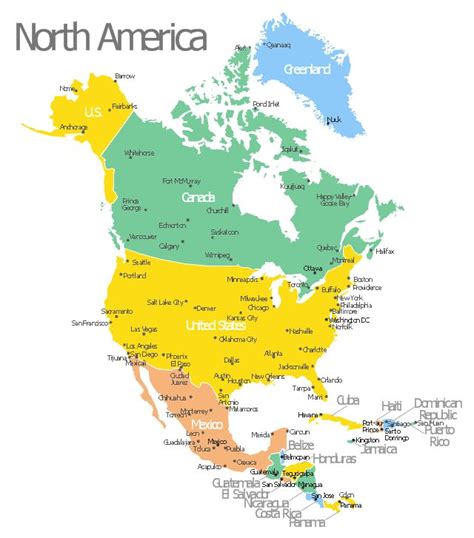 North America Map With Capitals Template North America Map