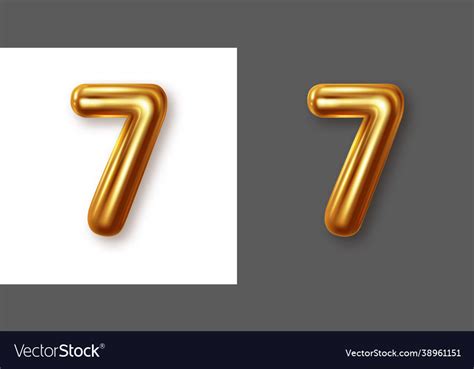 Metallic Gold Numeral Symbol 7 Creative Vector Image