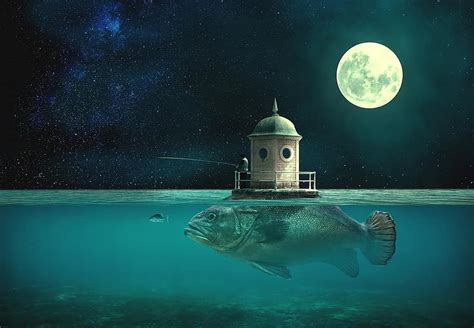 Art Fish Moon Sea Ocean Stars Underwater Dark Night Pikist