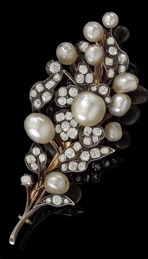An Antique Gold Silver Diamond And Cultured Pearl Brooch Circa 1900 Antique Brooch Pearl