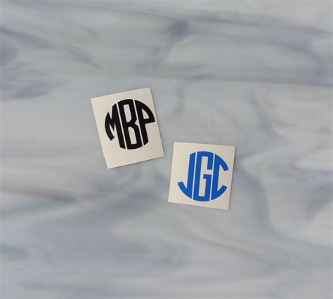 Pack Of Two 1 Inch Circle Vinyl Monogram Decals Decals Etsy
