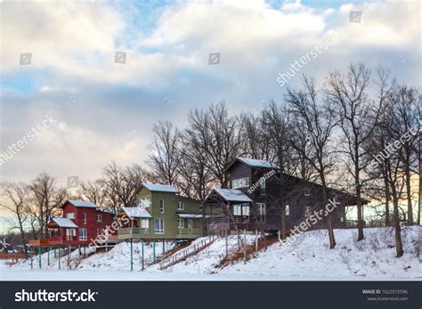 Scandinavian Architecture Wooden Village Forest On Stock Photo