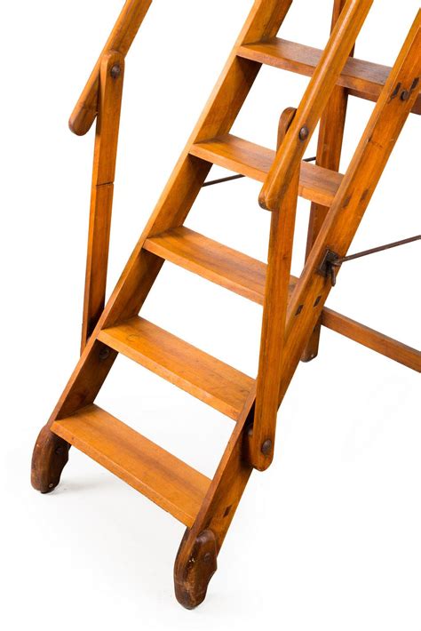 Early 20th Century Walnut Folding Library Ladder From A Unique