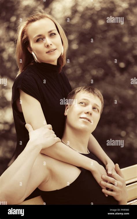 Happy Young Couple In Love Outdoor Stock Photo Alamy