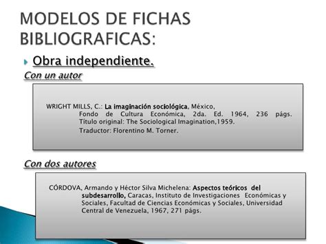 Ejemplo De Fichas Bibliograficas De Un Autor