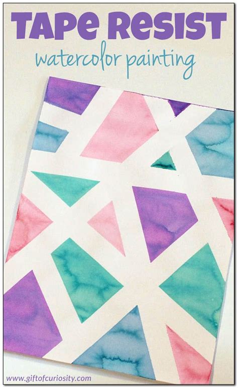 This easy oil pastel project for kids is a great way to introduce elements of color theory to young students! Tape resist watercolor painting | Easy crafts for teens ...