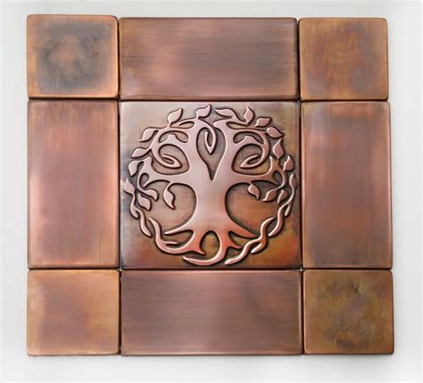Unique Tree Copper Art Set Of 9 Mymetalcraft Copper Tiles