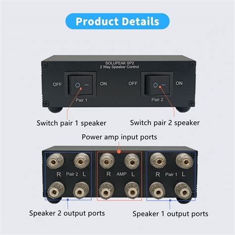Premium 2 Zone Speaker Selector Switch Box 2 Way Stereo Audio Speaker