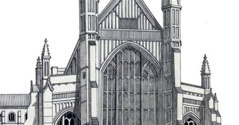 Winchester Cathedral Pen And Pencil Drawing By Frederic Kohli Of The