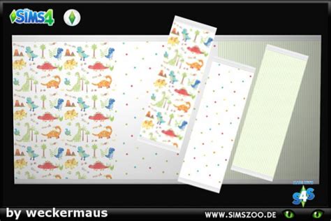 Blackys Sims 4 Zoo Dino Kids Wall Set 2 By Weckermaus • Sims 4 Downloads