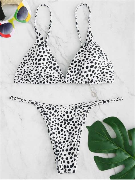 [43 off] 2020 zaful printed tie string bikini set in white zaful