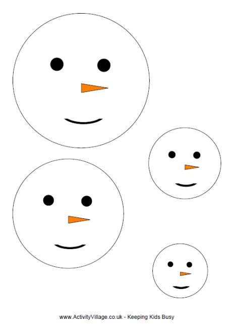 Snowman Face Template In 4 Sizes