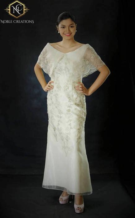 Filipiniana Dress Embroidered Off Shoulder Gown Philippine National