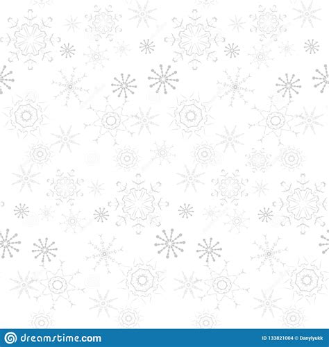 Snowflake Seamless Background Grey On White Winter Design Element