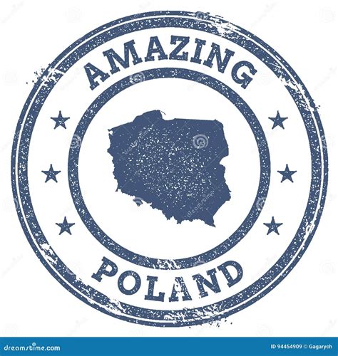Vintage Amazing Poland Travel Stamp With Map Stock Vector