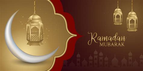 Ramadan Kareem Islamic Brown and Red Social Media Banner 1040383 Vector