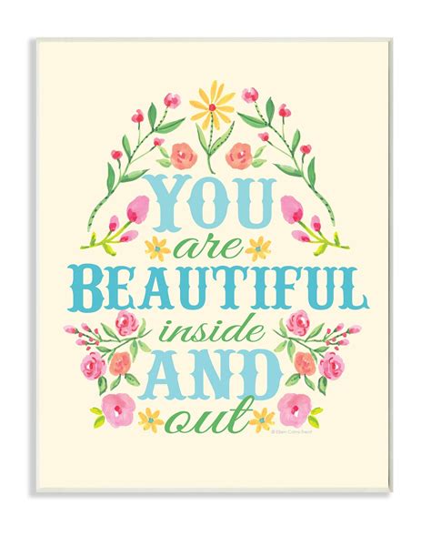The Kids Room You Are Beautiful Inside And Out Floral Wall Plaque