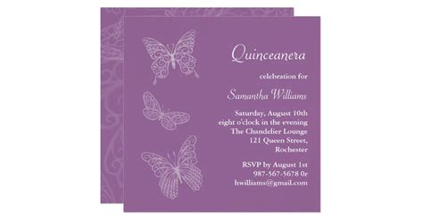 Butterfly Birthday Invitation Purple Zazzle