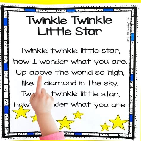 Twinkle Twinkle Little Star Printable Nursery Rhyme Poem For Kids