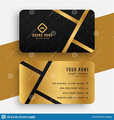 Black And Golden Luxury Business Card Design Stock Vector