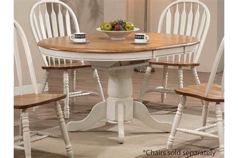 A rectangular tabletop and a a bench and chairs have angular tapered legs. Beautiful White Round Kitchen Table and Chairs - HomesFeed