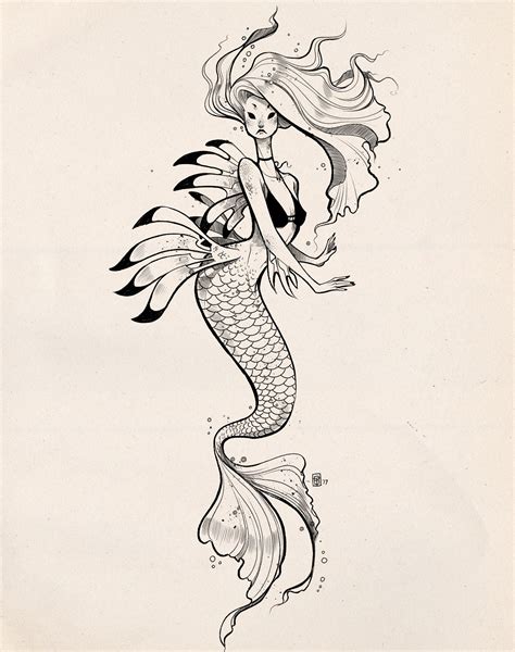 A Mermaid For This Day Siren Sketch Inktober Mermaid Art