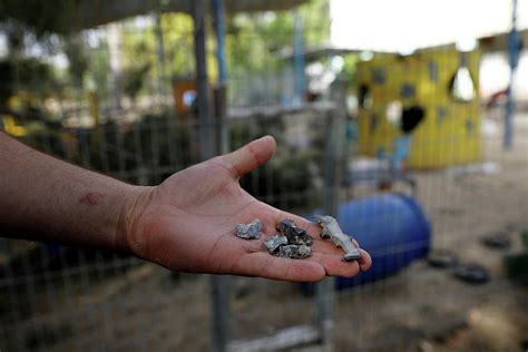A Man Holds Shrapnel From Mortar Shells Photograph By Amir Cohen Fine