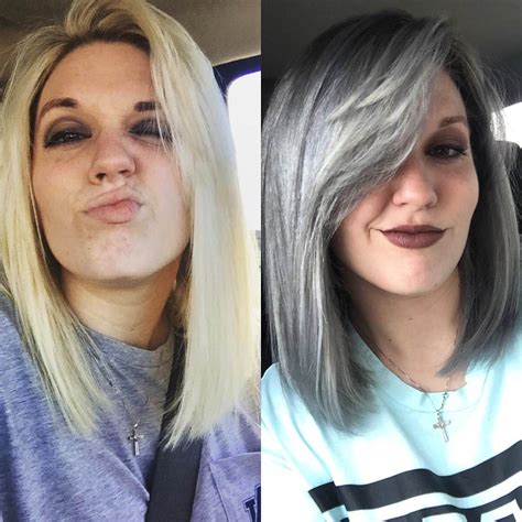 You can use home colors in shades lighter than your natural color, foils to add streaks of color and color glosses to add dimension to your hair color while slightly camouflaging the gray. I Dyed My Hair Grey And Here's What Happened | Dying hair ...