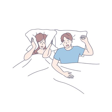 Snoring Insomnia Bad Sleep Concept Woman Man Insomnia Png And Vector