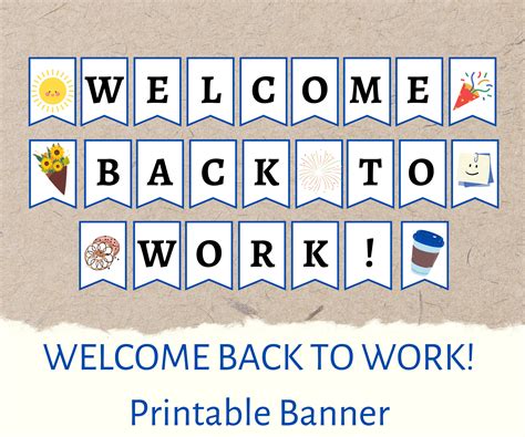 Printable Welcome Back To Work Banner Sign Diy Printable Etsy Uk