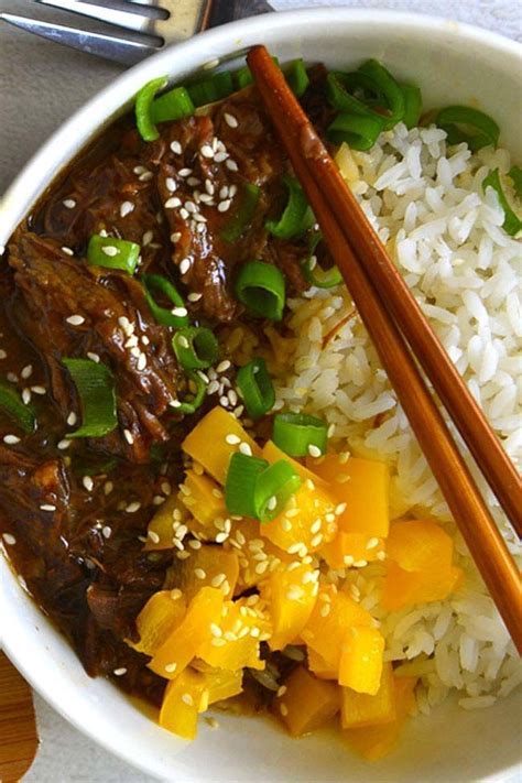 Asian foods are always a big hit for dinner. Korean Inspired Shredded Beef Bowl | Instant Pot ...