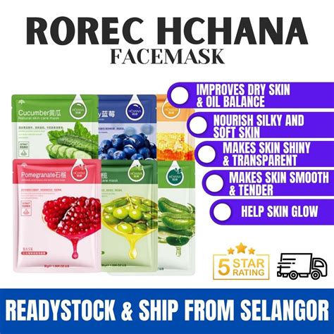 Bioqua Rorec Hchana Facial Mask Sheet Masker Muka Essence Moisturiser