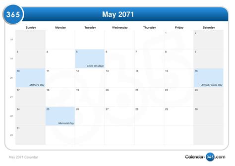 May 2071 Calendar