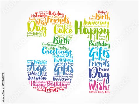 Happy 31st Birthday Word Cloud Collage Concept Stock Vector Adobe Stock