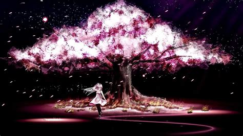 Cherry Blossom Tree Anime Night Anime Cherry Blossom Wallpaper