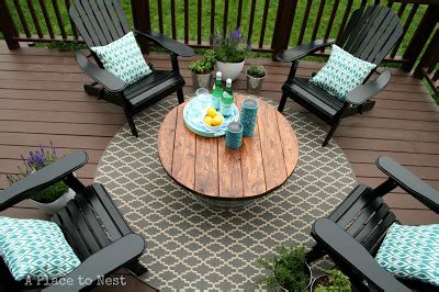 Well, i really wanted the matching umbrella side table {tables} to match however, it is on sale for $299…. Outdoor Coffee Table with Metal Bucket Base