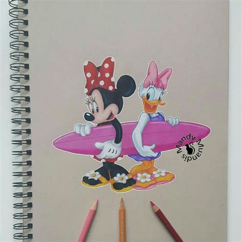 Minnie Mouse And Daisy Duck Follow At Mandymuandisart Drawing