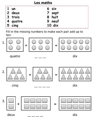 French numbers worksheets (basic) | Teaching Resources