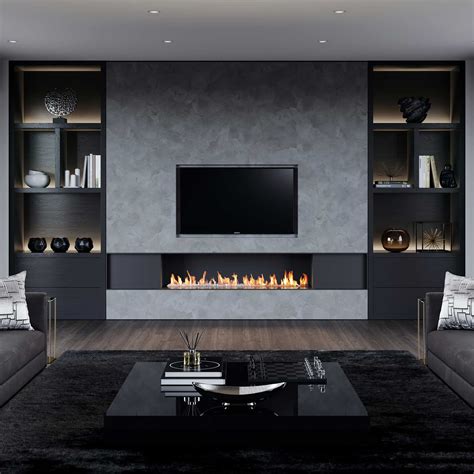 Linear Wall Fireplace Modern Wall Units Living Room Wall Units