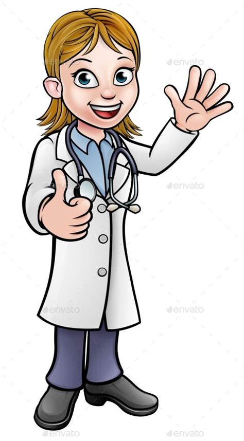 A Cartoon Female Doctor With A Stethoscope Giving The Okay Sign People Characters