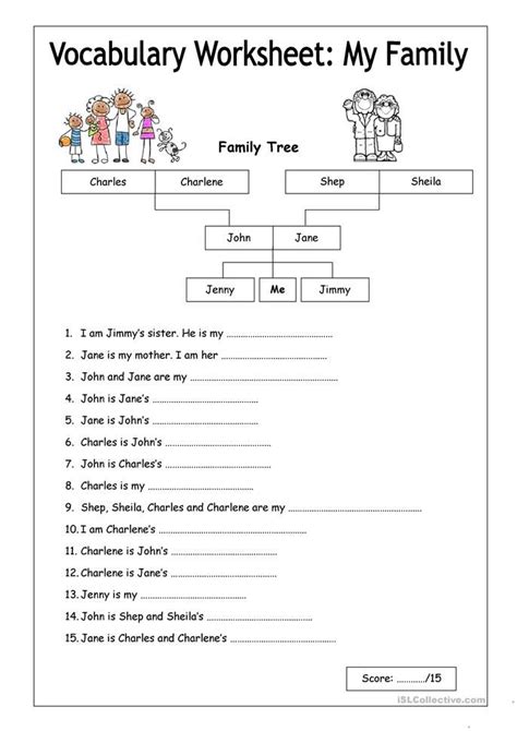 Vocabulary Worksheet - My Family (Easy) worksheet - Free ESL printable