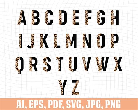 Leopard Font Svg Animal Font Svg Leopard Alphabet Letters Etsy