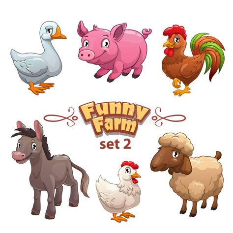 Funny Farm Animals Stock Vector Illustration Of Cheerful 63984627