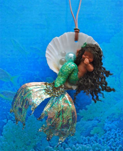 Arina Hand Made Ooak Polymer Baby Mermaid In A Shell Made By Fairy